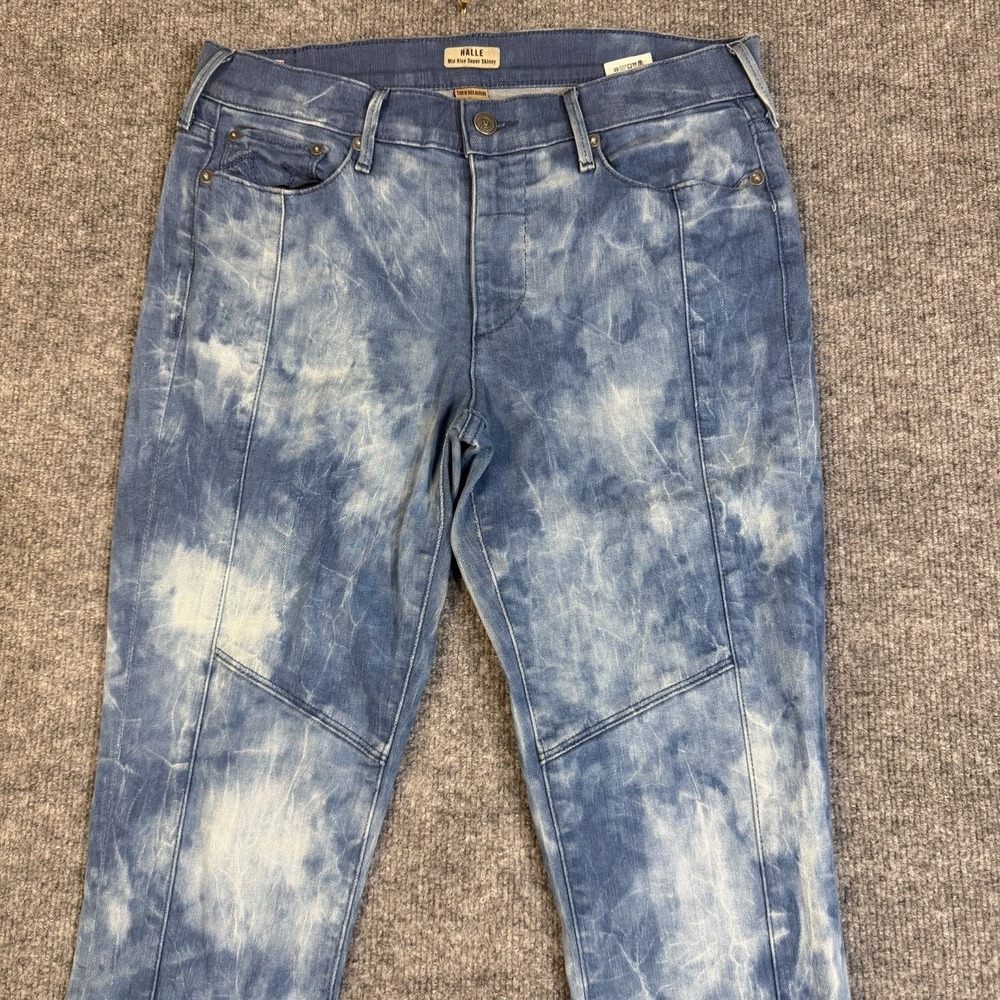 True Religion Jeans Women 29 Blue Halle Super Skinny Tie Dye Y2K USA Made - Picture 11 of 16